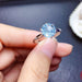 Sterling Silver Blue Topaz Ring Women's Fashion Wedding Jewelry