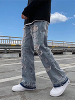 Men's Ripped Jeans Punk Jeans Hip Hop Denim Trouser Pants