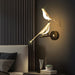 Nordic LED Golden Bird Wall Lamp Parlor Bar Hanging Light Novelty Rotatable Wall Lamp