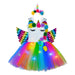 Girls Shiny Unicorn Angel Dress Kids Glowing Party Princess Dresses
