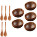 12-15cm Natural Coconut Bowl Set Wooden Bowl Spoon Kitchen Set