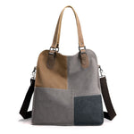Canvas Casual Women's Bag Stylish Contrast Stitching Tote Handbag