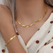 Gold Chain Necklace Bracelets Set Women's Stainless Steel Jewelry