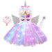 Girls Shiny Unicorn Angel Dress Kids Glowing Party Princess Dresses