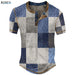 Men's Waffle Henley Oversize T-shirts Graphic Plaid Color Block Apparel