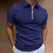 Men's Solid Color Polo Tees Short Sleeve Turn-Down Collar Zipper Polo T-Shirt