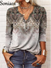 Women's Elegant Comfortable Long Sleeve Tops Loose Design Printed Tops