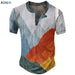 Men's Waffle Henley Oversize T-shirts Graphic Plaid Color Block Apparel