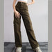 Vintage Straight Baggy Trousers Casual Waist Pocket Women's Denim Cargo Pants