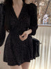 Women's V-Neck Elegant Mini Dress Casual Puff Sleeve Fashion Sexy Vestidos