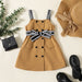 Toddler Girl Dresses Letter Print Button Design Belted Strap Sleeveless Suspenders Dress
