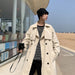Spring Trench Coat Streetwear Men's Windbreaker Solid Casual Loose Long Overcoat