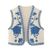Vintage Flower Embroidery Vest Jackets Women's V-Neck Cardigan Shirts
