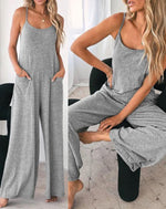 Women's Fashion Jumpsuit Casual Loose Wide Leg Jumpsuit