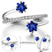 Sterling Silver Sparkling Head Princess Flower Rings Women's Fashion Jewelry