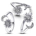 Sterling Silver Sparkling Head Princess Flower Rings Women's Fashion Jewelry