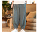 Loose Men's Cotton Linen Harem Pants Breathable Solid Color Linen Trousers