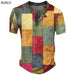 Men's Waffle Henley Oversize T-shirts Graphic Plaid Color Block Apparel