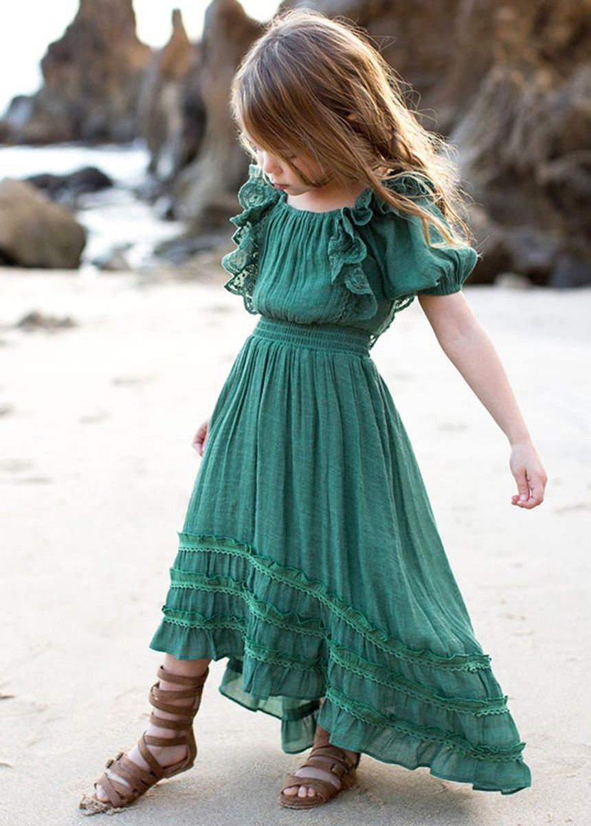 kids cotton dresses Kids Sky Dress 100% Cotton Girls Ruffle Dress