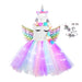 Girls Shiny Unicorn Angel Dress Kids Glowing Party Princess Dresses