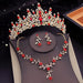 Gorgeous Crystal Tiaras Bridal Jewelry Sets Women's Crown Necklace Earrings Jewelry