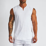 Plain Cotton V-Neck Fitness Tank Top Gym Bodybuilding Sleeveless Vest Tees