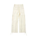 Women Beige Wide Leg Cargo Pants High Waist Multi-Pocket Trousers