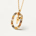 Initial Letter Pendant Necklace Colored Zircon Letter Women's Fine Jewelry