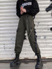 Women Cargo Pants Punk Chain Jogger Trousers High Waist Streetwear