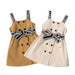 Toddler Girl Dresses Letter Print Button Design Belted Strap Sleeveless Suspenders Dress