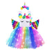 Girls Shiny Unicorn Angel Dress Kids Glowing Party Princess Dresses