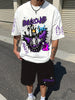 Men's Suit Casual Fashion Printed T-Shirt Street Hip Hop Short Sleeve Shorts Set