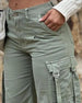 Cargo Pants Pocket Design High Waist Solid Color Women's Pants
