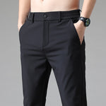 Men's Casual Pants Thin Stretch Slim Fit Elastic Waist Jogger Classic Trousers
