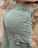 Cargo Pants Pocket Design High Waist Solid Color Women's Pants