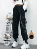 Women Cargo Pants Punk Chain Jogger Trousers High Waist Streetwear