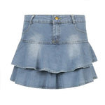 Vintage Denim Skirt Shorts Women Korean Fashion High Waist A-Line Sexy Mini Skirt