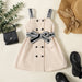 Toddler Girl Dresses Letter Print Button Design Belted Strap Sleeveless Suspenders Dress