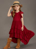 Girl's Lace Cotton Long Dresses Kid's Flower Wedding Princess Party Vestidos