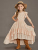 Girl's Lace Cotton Long Dresses Kid's Flower Wedding Princess Party Vestidos