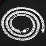 Sterling Silver 18K Gold Plated Flat Chain Necklace Women Fashion Jewelry