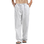 Men's Cotton Linen Pants Solid Color Breathable Linen Trousers