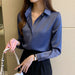 Women's Long Sleeve Blouse Shirts Solid Silk Long Sleeve Tops
