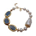 Natural Blue Kyanite Freshwater Cultured White Keshi Pearl Bracelets
