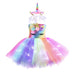 Girls Shiny Unicorn Angel Dress Kids Glowing Party Princess Dresses
