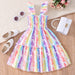 Girls Flying Sleeve Dresses Kid's Cotton Ruffles Toddler Children Clothes
