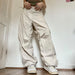 Women's Wide Leg Cargo Pants Drawstring Streetwear Jogger Trousers