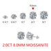 2 Carat 8.0mm Moissanite Stud Earrings Women's Sterling Silver Sparkling Jewelry