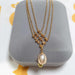 14K Gold Plated Multilayer Bead Chain Pendant Freshwater Pearl Necklace Jewelry