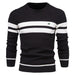 Men's Winter Stripe Sweater Thick Warm Pullovers Men's O-Neck Slim Sweaters
